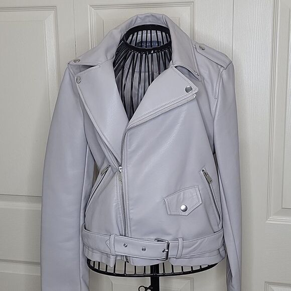 BAGATELLE Gray Faux Leather Motocycle Jacket Size Medium - Picture 1 of 10